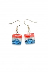 Square Glass USA Earrings